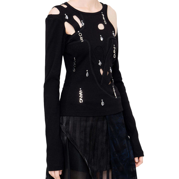 Chinese Character Cut Out Top 'Black'