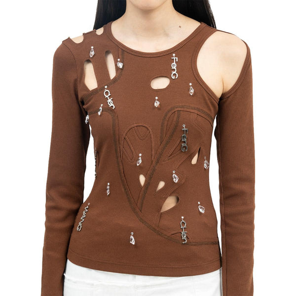 Chinese Character Cut Out Top 'Brown'