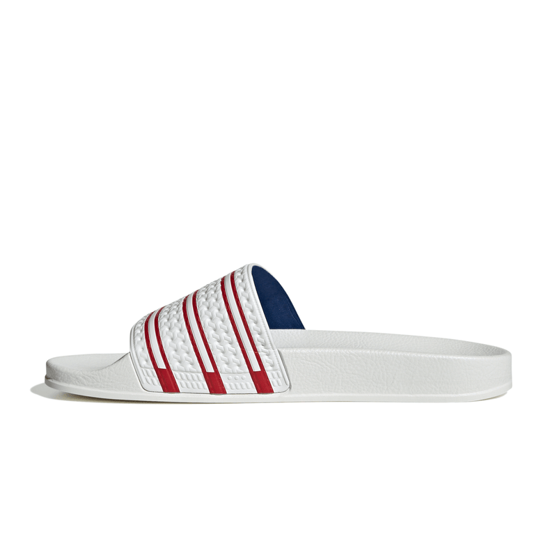 Adidas slides white red top blue